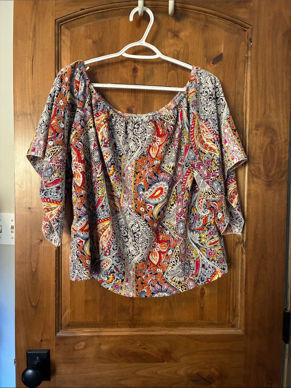 Boho Paisley Off-Shoulder Women's Top - Multicolor